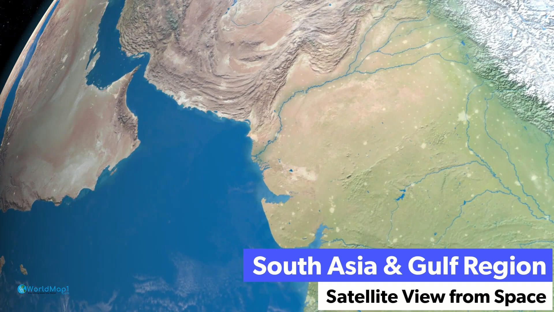 South Asia and Middle East Satellite View